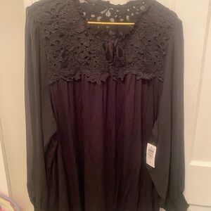 Torrid Black Lace Detail Blouse
